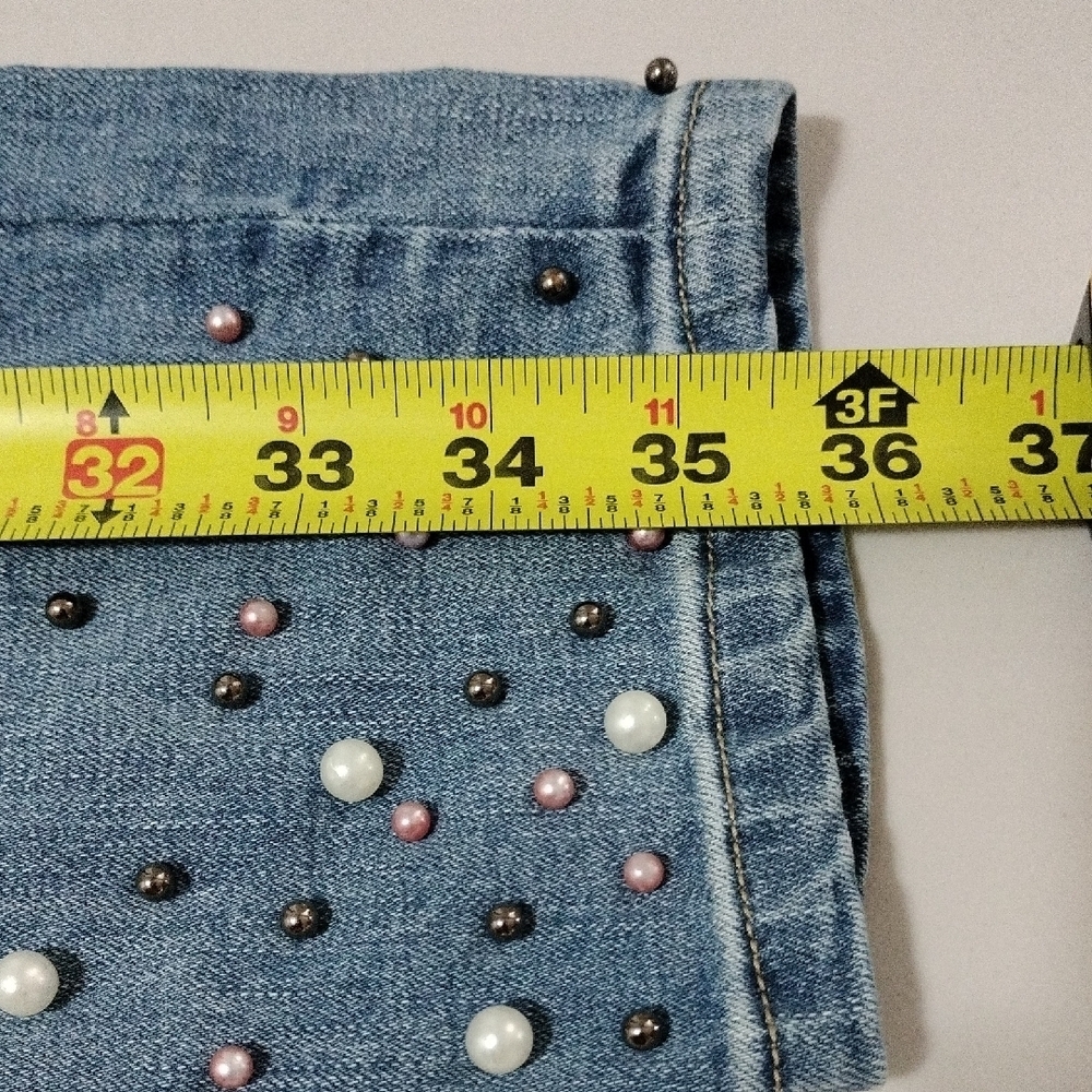Nanette Lepore Light Blue Ankle Jeans with Pearl Details - Picture 8 of 9